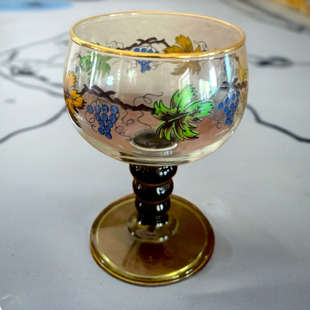 Roemer Hand-Painted Glass Goblet. Vintage